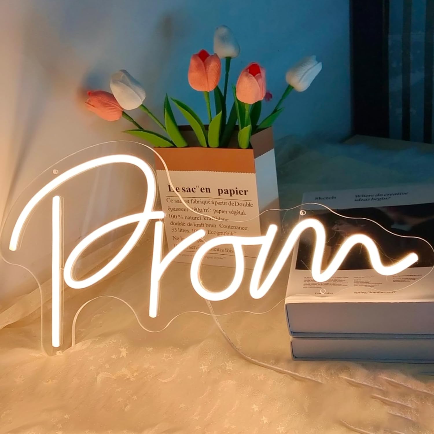 Prom Led Sign,Neon Signs for Graduation Party Decorations Dance Decor Prom Led Neon Light Sign for Wall Decor Bar Shop Bedroom Warm White USB Led Light Up Sign.