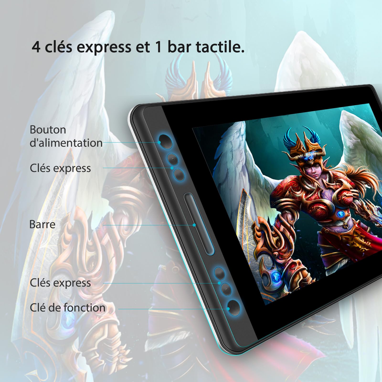 HUION KAMVAS Pro 13 Tablette Graphique Écran HD 13.3 Pouces Moniteur Dessin Compatible Chromebook Windows Mac