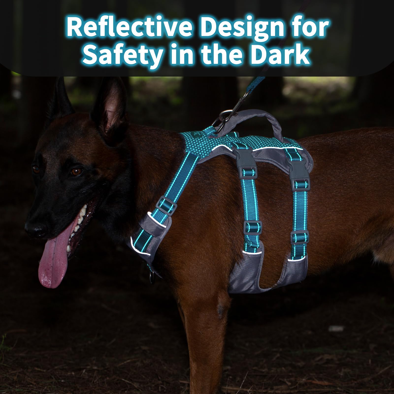 Huntboo Escape Proof Dog Harness Medium, Anti-Pull Dog Harness with Handle, Breathable, Adjustable, Reflective Dog Harnesses - Image 3