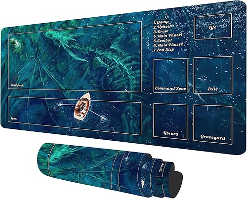 MTG - Tapete de juego con zonas, Dragon Playmat TCG para MTG DTCG CCG RPG Ship Trading Card Playmats superficie de tela lisa, parte inferior de goma