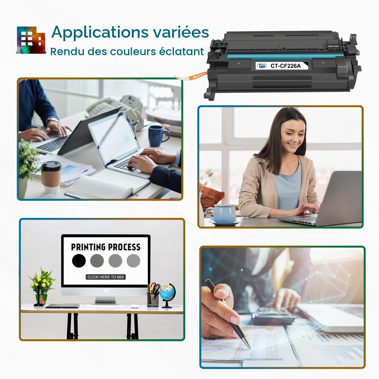 CF226A 26A Cartouche de Toner Compatible pour HP 26X CF226X