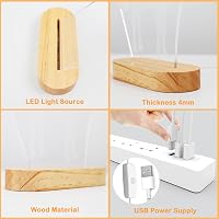 BootyBay 3D Jóga LED Éjjeli Lámpa - Meditációs Asztali Világítás Meleg Fénnyel, Fa Talppal - USB Dekorációs Lámpa Ajándékba Nőknek, Lányokna 4