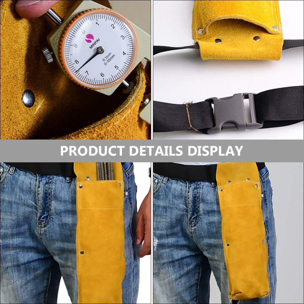 TEHAUX Cowhide Leather Welding Rod Bag Rod Holder Pouch Storage Container Tool Bag Random Color