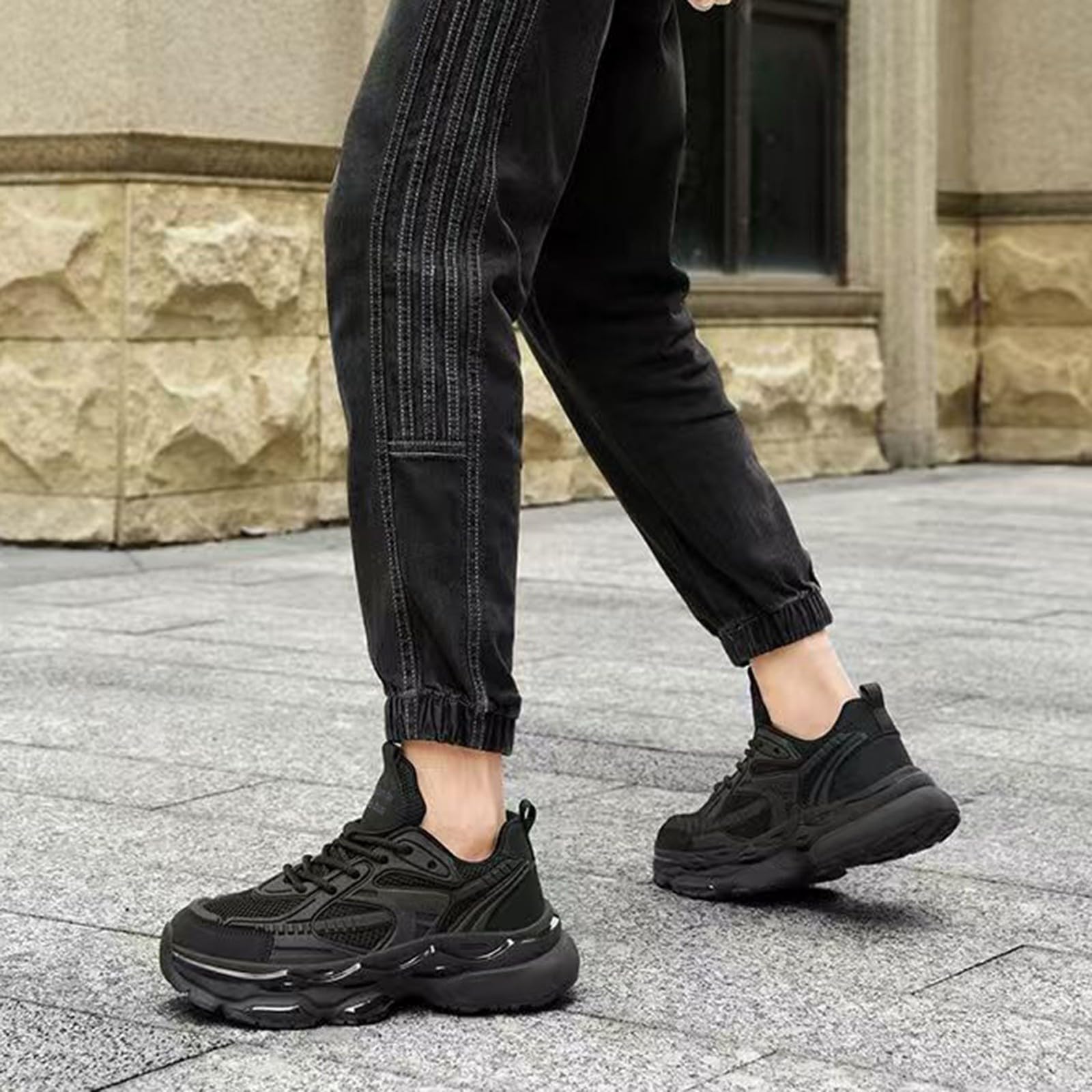 Laufschuhe Herren Dämpfende Joggingschuhe Fashion Bequem Sportschuhe Casual Schuhe Dicke Sohle Höhenvergrößerung Walkingschuhe Atmungsaktiv Straßenlaufschuhe rutschfeste Schnürschuhe