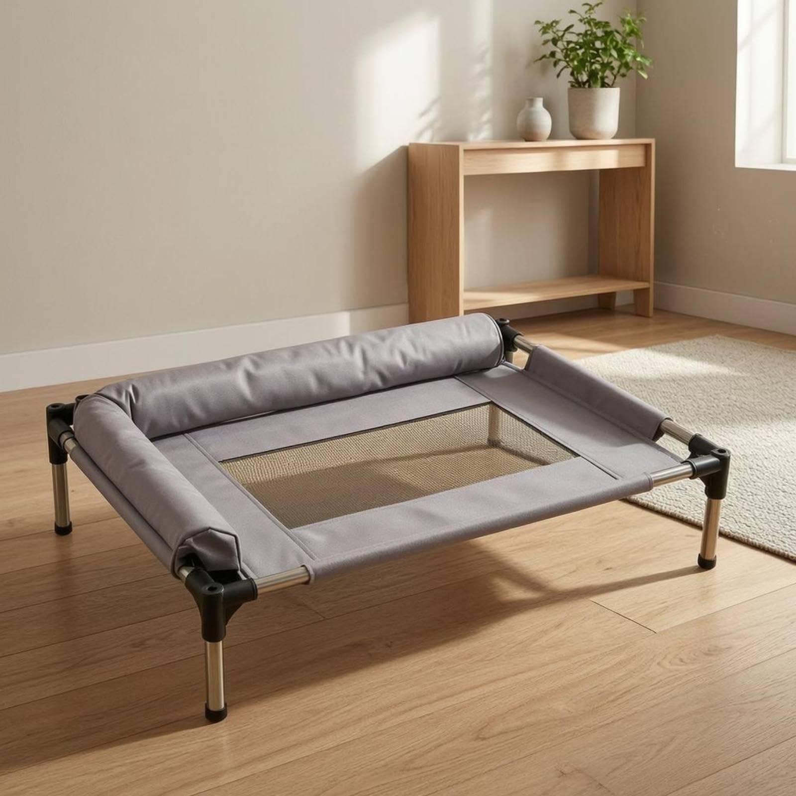 Cama Elevada para Perros con Tejido Resistente Base Antideslizante Hamaca Ventilada Y Cojín Lavable Adecuada para Gatos Y Perros en El Hogar Exteriore
