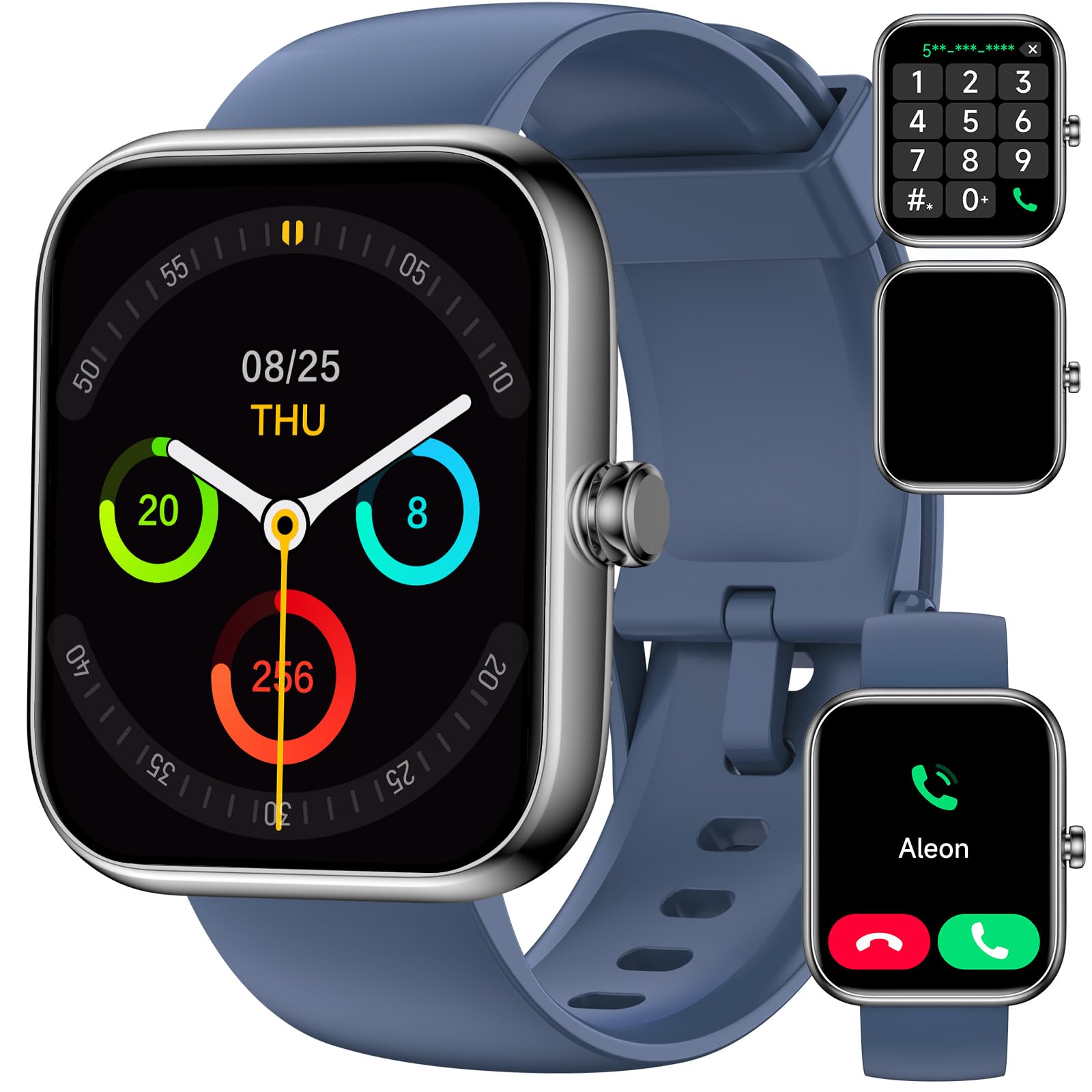 Smart Watches(Alexa Built-in‌), 1.83" HD Fitness Tracker with Bluetooth Calls/Messages, IP68 Waterproof, 120+Sports Modes, 24/7 Heart Rate/Sleep Fitness Watch Compatible with iOS/Android (Blue)