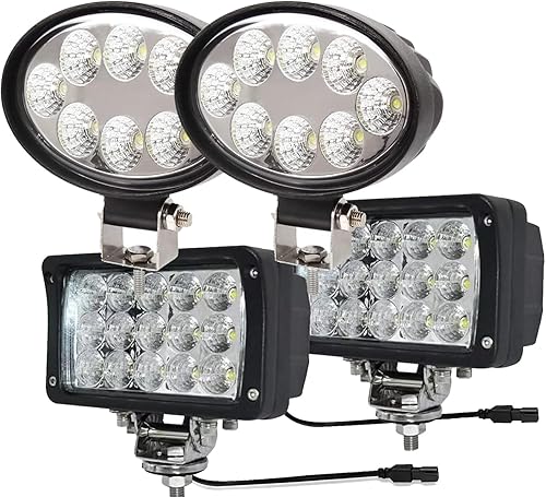 Miniatura 1 de JASLITE Paquete de 2 luces LED de trabajo de 6.3 pulgadas y 45 W y 2 unidades de luces de trabajo LED ovaladas de 24 W, luz LED de respaldo