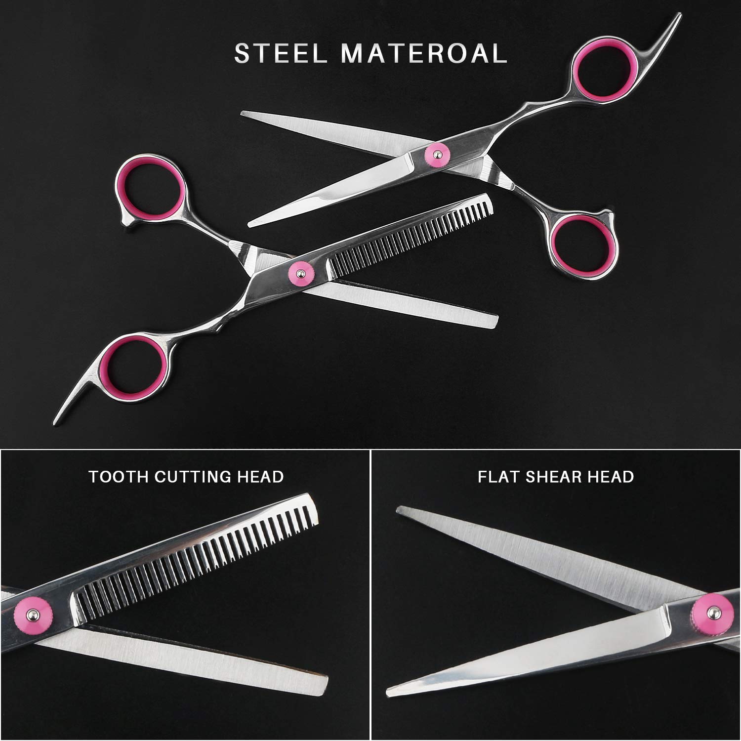 Hair Cutting Scissors Set 7Pcs Home Haircut Scissors Shears Professional Barber Salon Hairdressing Safety Scissors Set Include Thinning Scissor Hair Comb Leather Scissors Case for Kid Men Women : Beauty & Personal Care