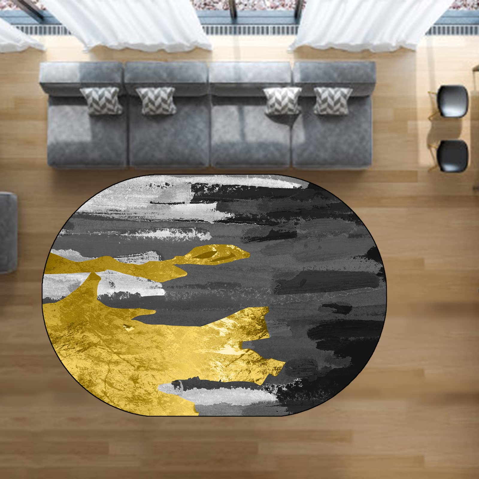 Tapis ovale moderne abstrait pour réchauffer l'ambiance du salon