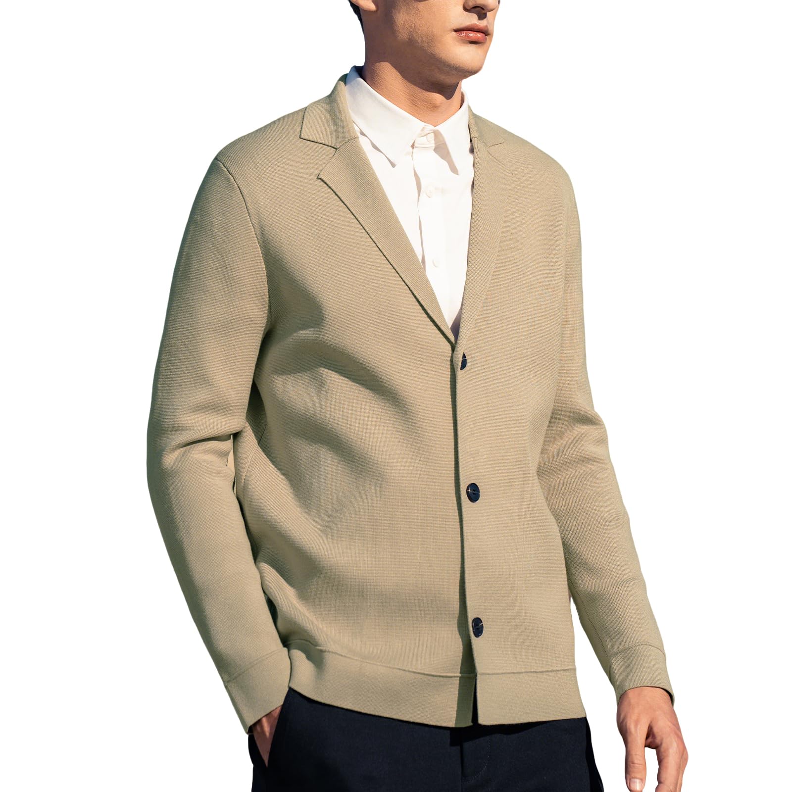 Men's Cardigan Sweater Button Front V-Neck Long Sleeve Knit Sweaters
