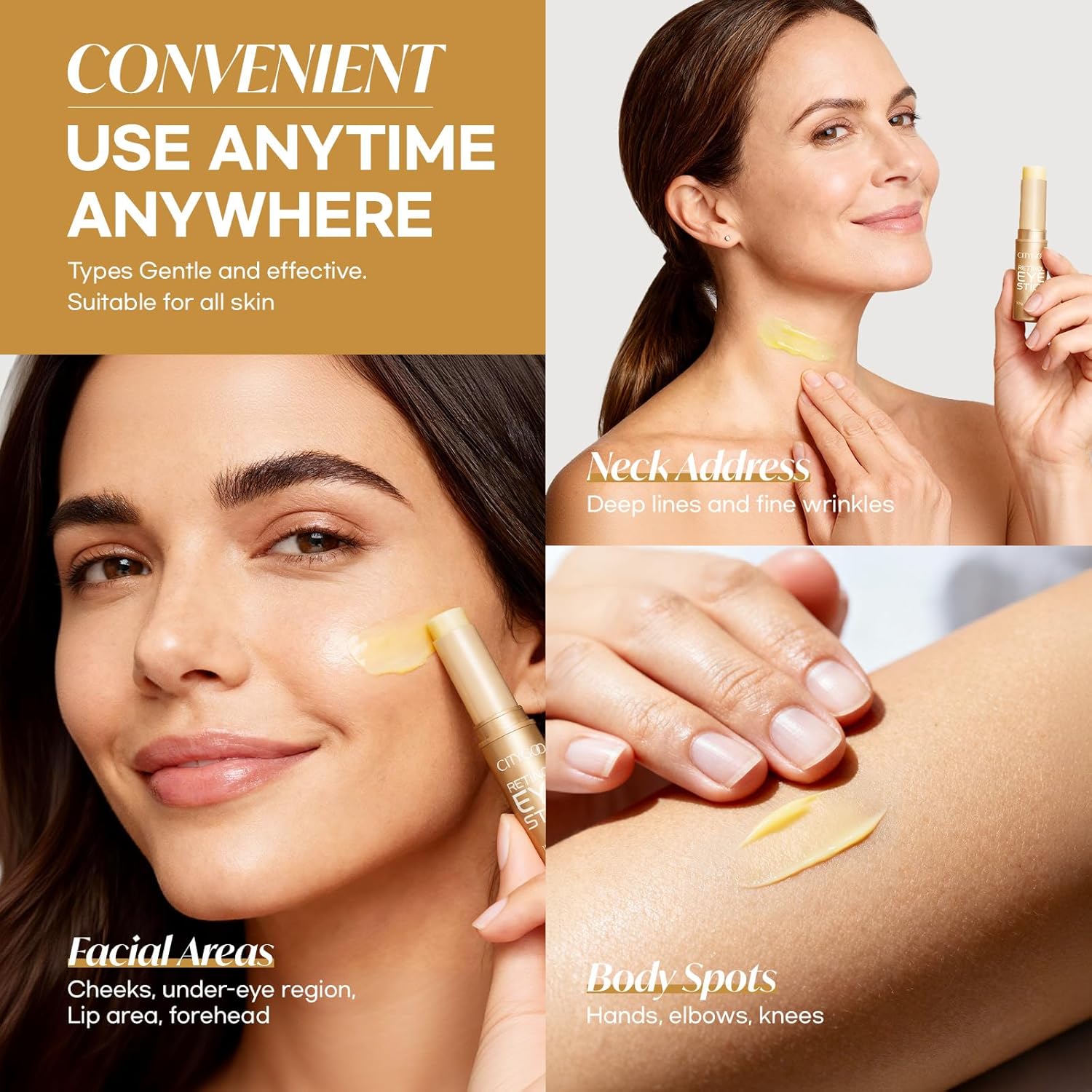 CITYGOO Retinol Eye Stick Hydrating: Dark Circle & Puffiness Balm with Retinol & Collagen - Anti Aging Wrinkle Cream For Women - Travel Friendly and Korean Skin Care 0.35oz/10g - Image 5