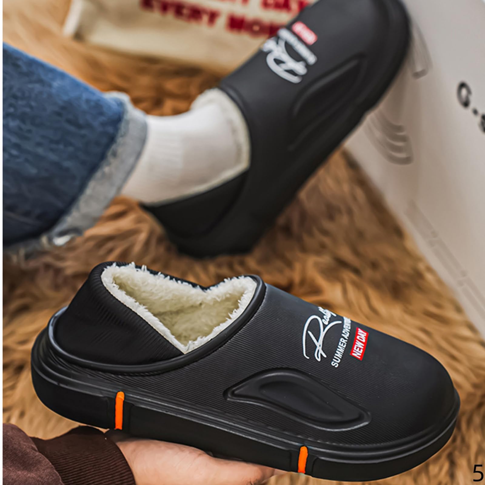 Pantofole Donna Invernali Da Uomo In Caldo Cotone Per Interni Con Tacco Spessorato E Punta Chiusa Extra Large