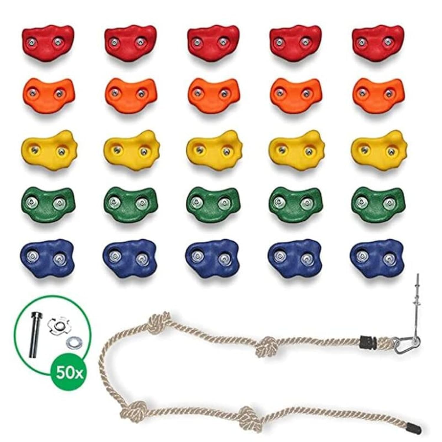 THE WHITE SHOP Indoor & Outdoor Rock Wall Climbing Kit with Mounting Hardware