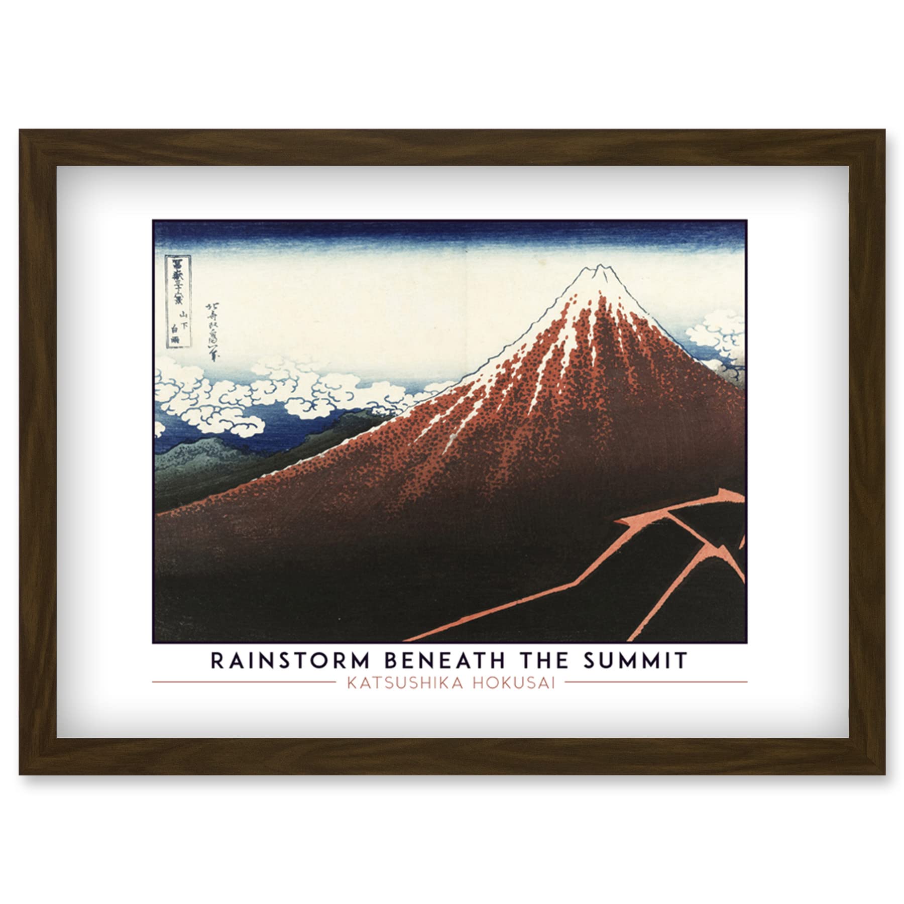 Wee Blue Coo Katsushika Hokusai Rainstorm Beneath The Summit Mount Fuji Painting Artwork Framed Wall Art Print A4