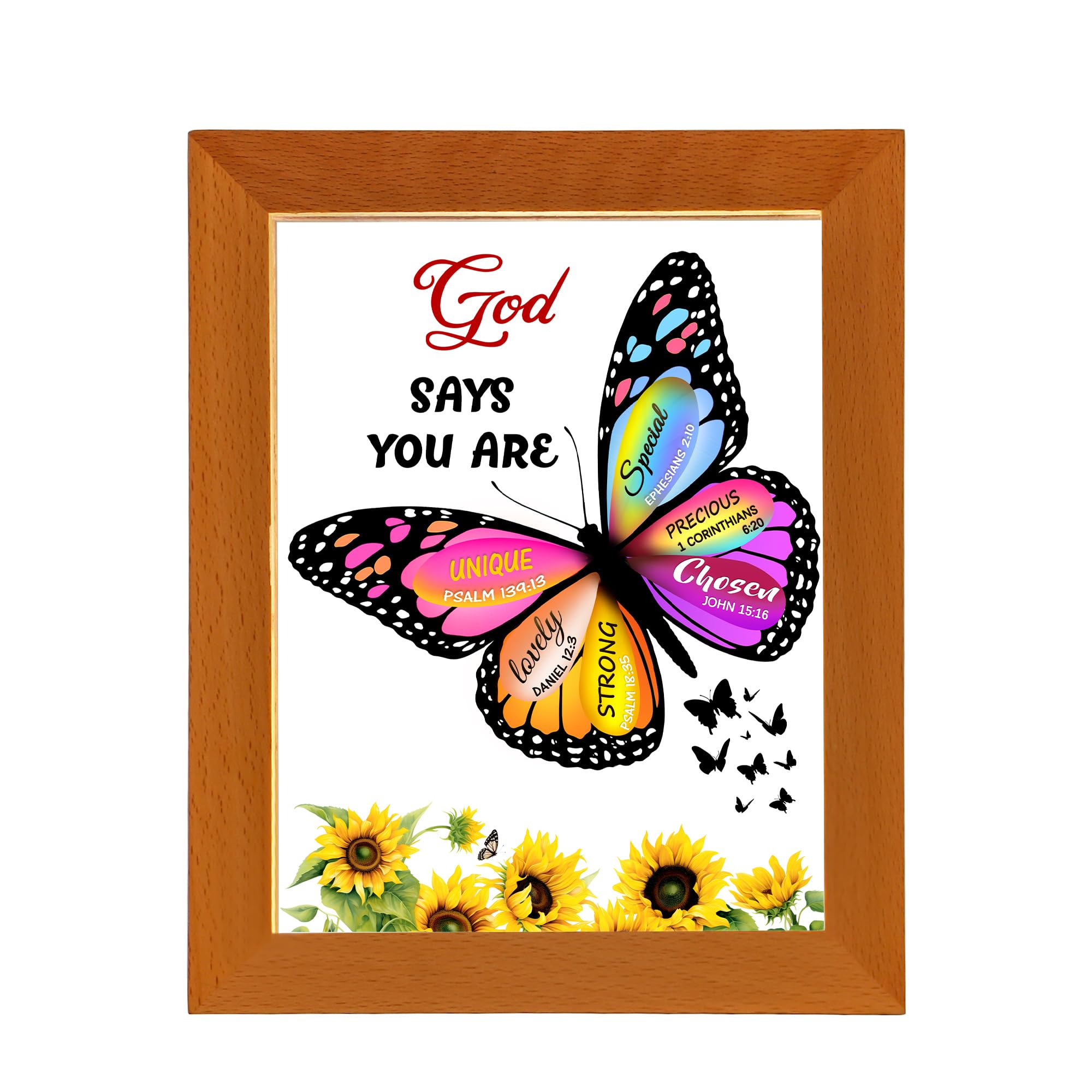 WSYEAR Christian Gifts for Women Birthday, Butterfly Acrylic Photo Frame Lamp Inspirational Gifts for Friends, Mom, Sister, Girl, Female Coworker, Christian - Religious Spiritual Gift