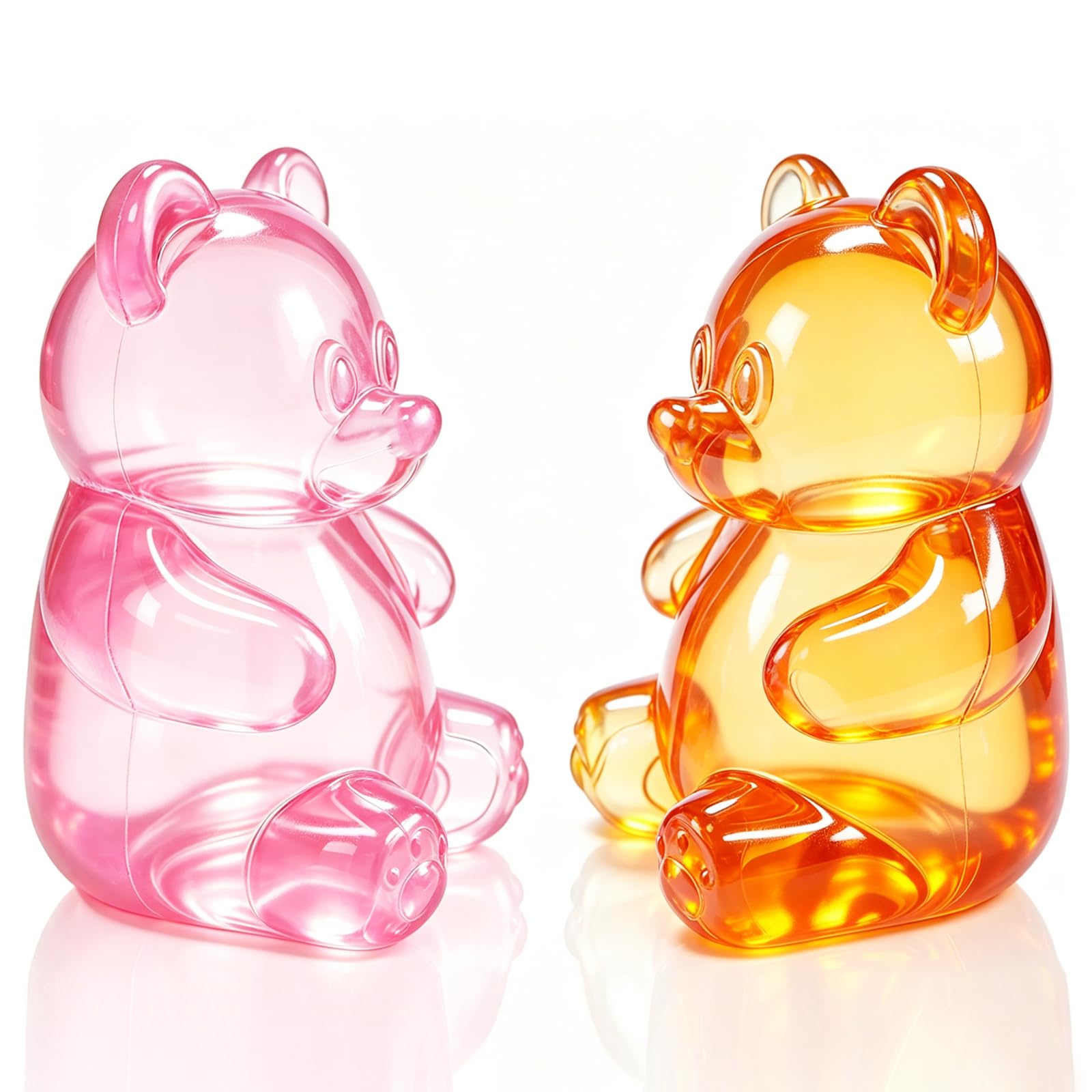 2 Pcs Gummy Bear Squishyies Fidget, Squeeze Stress Balls for Anxiety Relief, Maltose Filled Fidget Toys for Adults, Party Favors, Birthday Gifts, Classroom Prizes & Goodie Bag Fillers (Pink&Yellow)