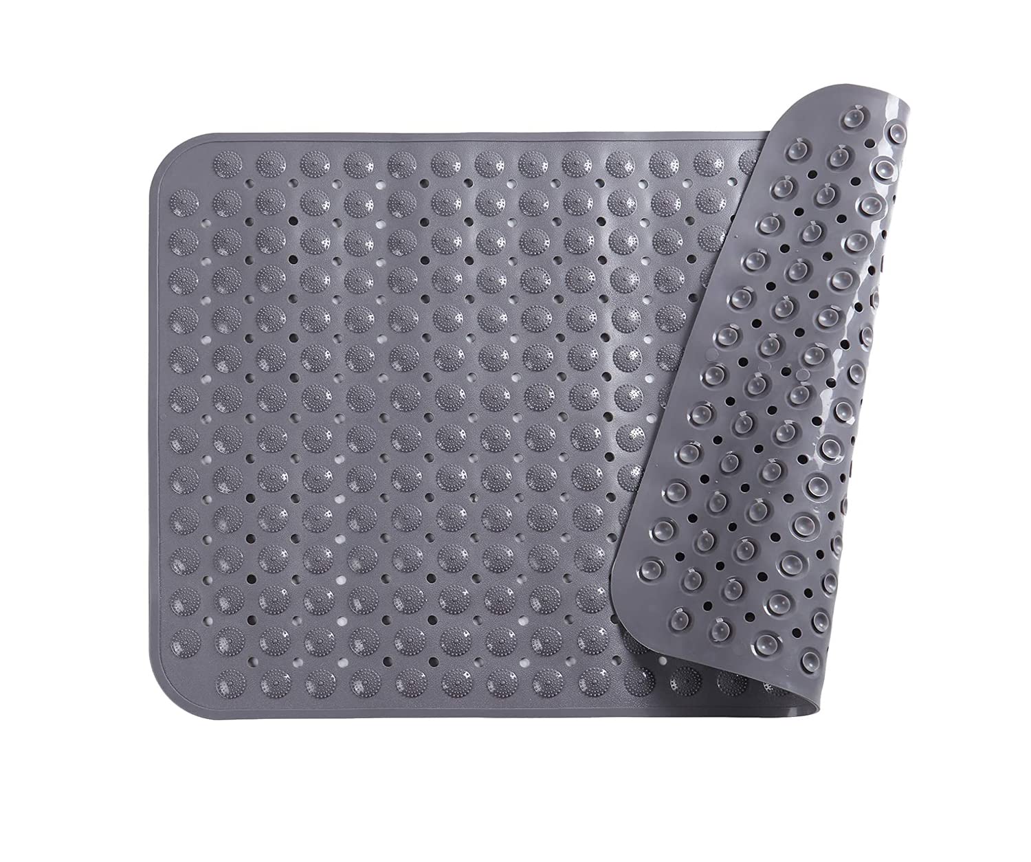 Bath Tub and Shower Mat, 70x38 cm, Machine Washable, Extra Large Bathtub Mats with Drain Holes and Suction Cups to Keep Floor Clean, Soft Scrubber on Feet, Bathroom Accessories (Dark Grey)