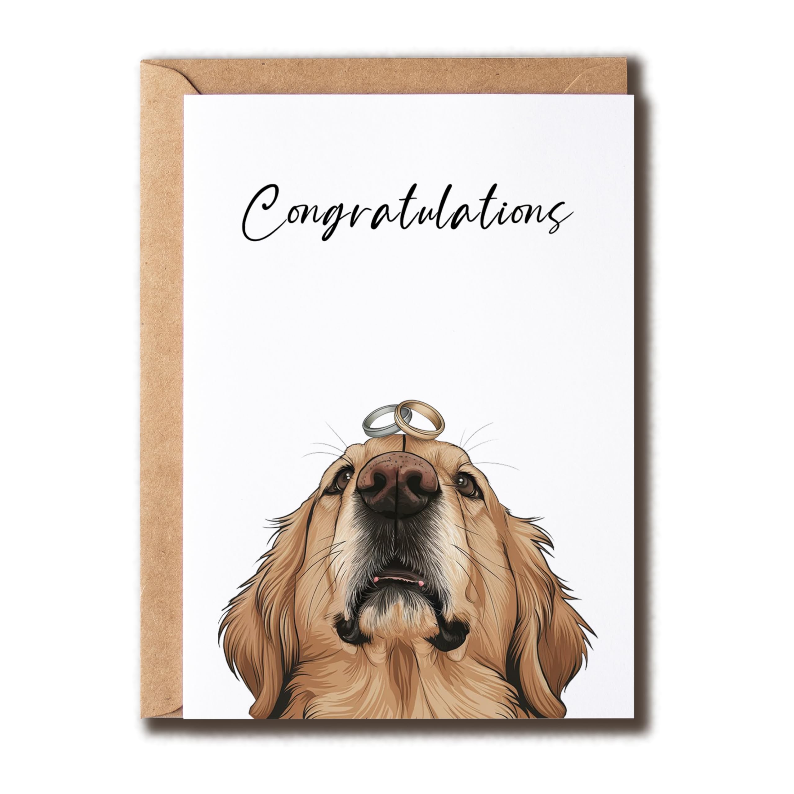 SMHGifts Yellow Lab Dog Wedding Card - Golden Retriever Engagement Card - Congratulations Wedding Card - Cute Card - Dog Card - Golden Retriever Card