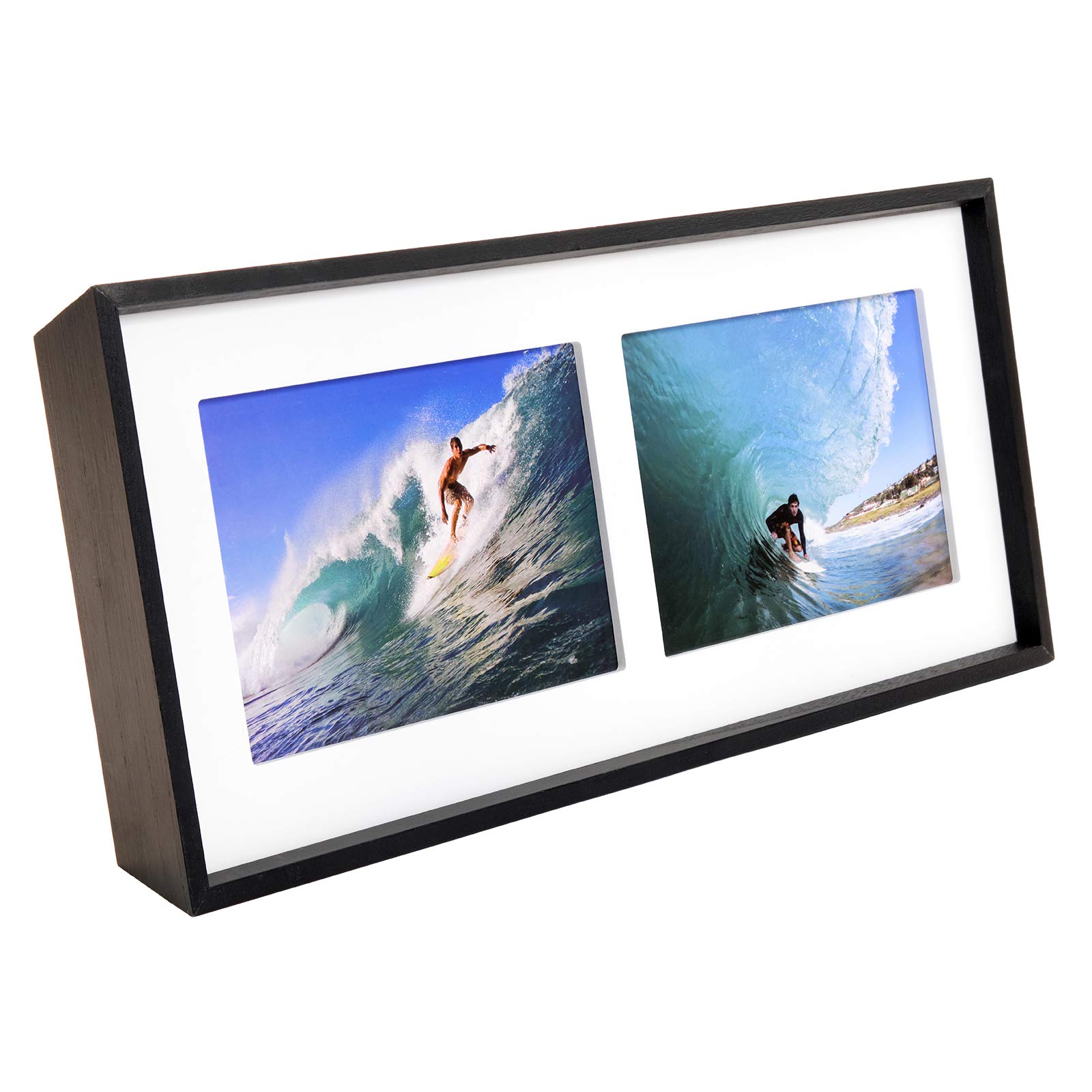 Buy Excello Global Products Modern Double Picture Frame Holds Two 5"x7" Photos. Freestanding