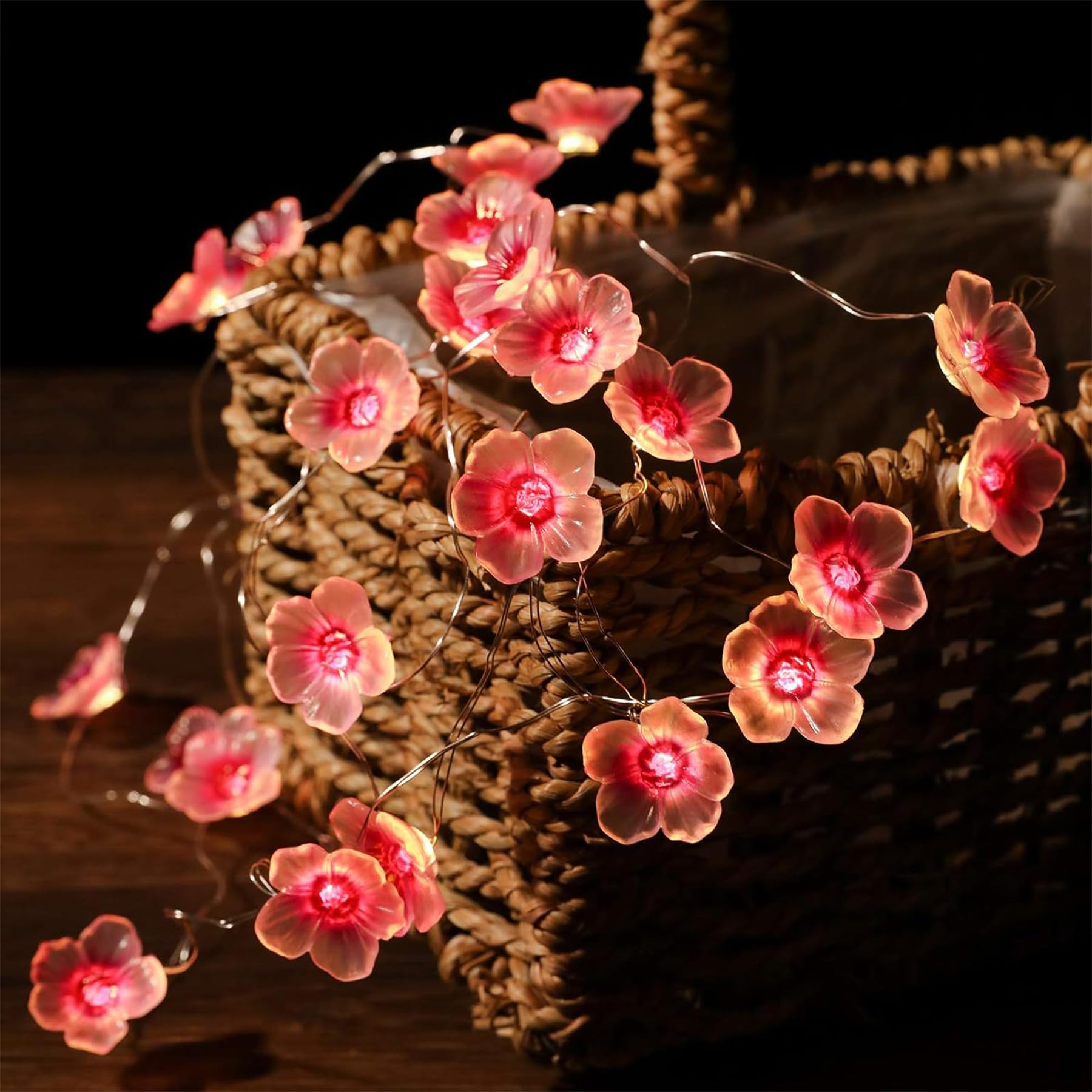 Cherry Blossom Fairy Lights, 5 m 50 LED Sakura Fairy Lights, Battery Operated, Spring Decoration for Indoor and Outdoor Use, Flower Fairy Lights Decoration for Children's Room, Garden, Balcony — image 1