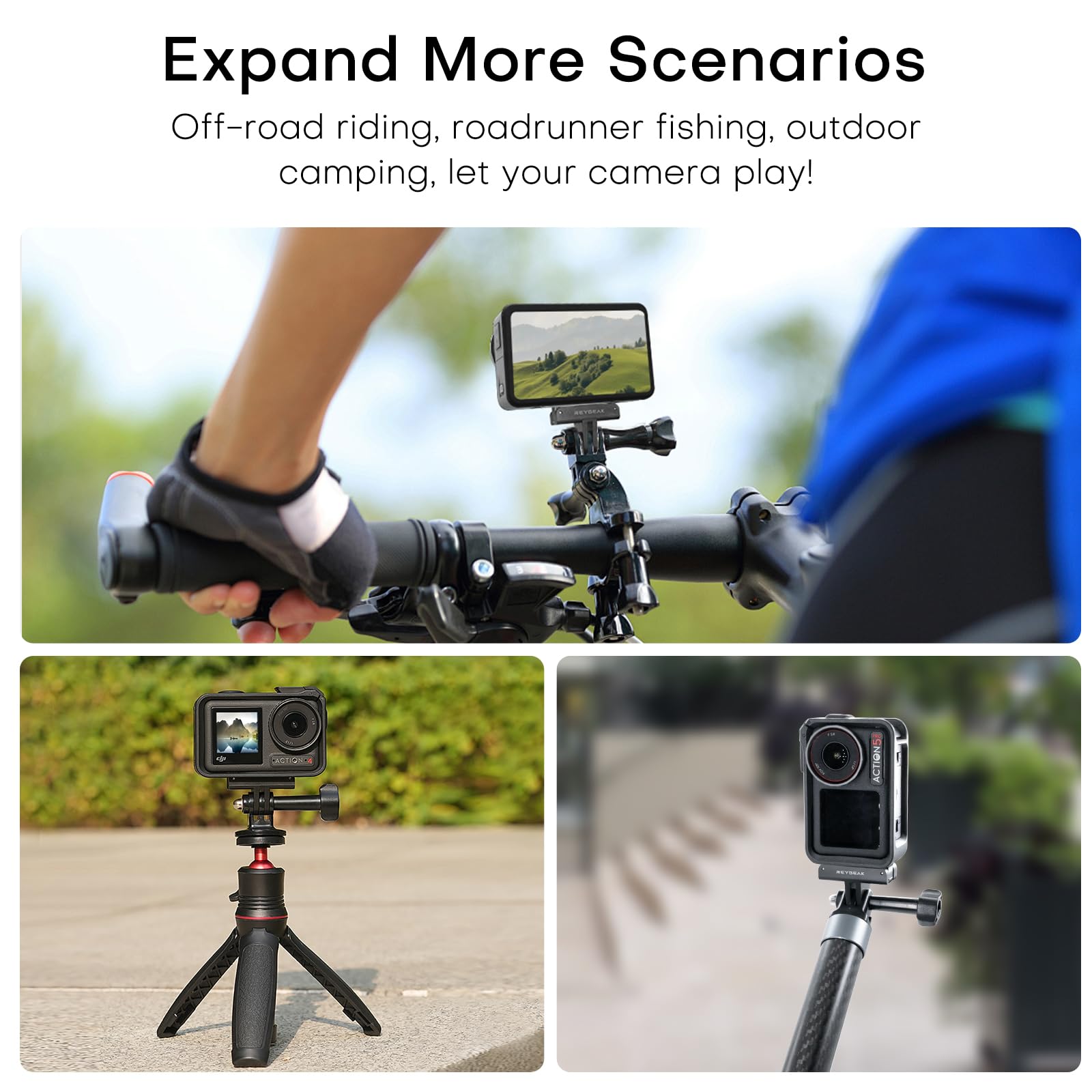 REYGEAK Magnetyczny uchwyt adaptera do DJI Action 5 Pro Action 4/3 z przyłączem adaptera do DJI Action 5 Pro/4/3, 2 sztuki w opakowaniu, magnetyczny uchwyt adaptera z dwoma zaczepami (2 sztuki)