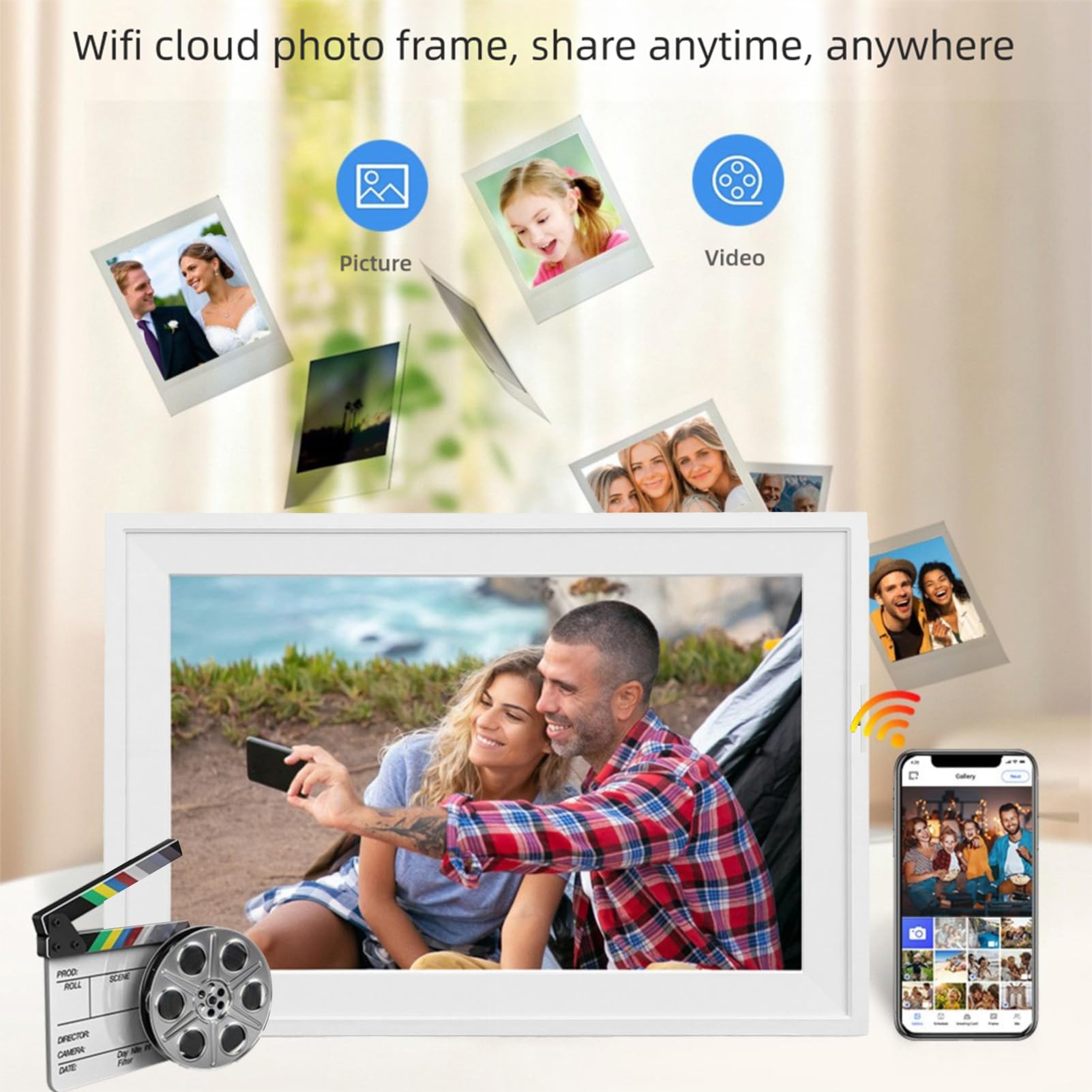 Akozon Intelligenter Digitaler Kalender, 10,1 Zoll HD-Touchscreen, WLAN, Dualband, 5G, Bilderrahmen, Familienplaner mit App für den Heimgebrauch (EU-Stecker)