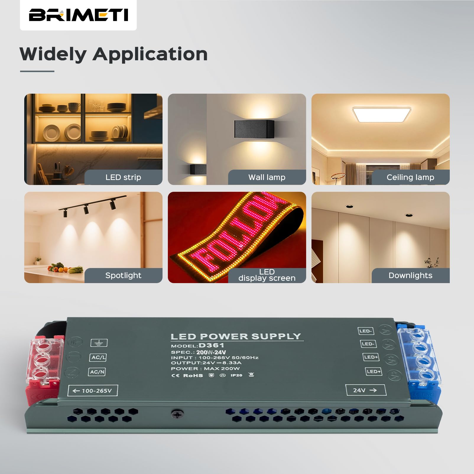 Transformador 220V a 12V 200W 16.6A LED Driver, Ultra Fino Fuente de Alimentación 220V a 12V DC con Enchufe Driver de Bajo Tensión Controlador LED Voltaje Constante
