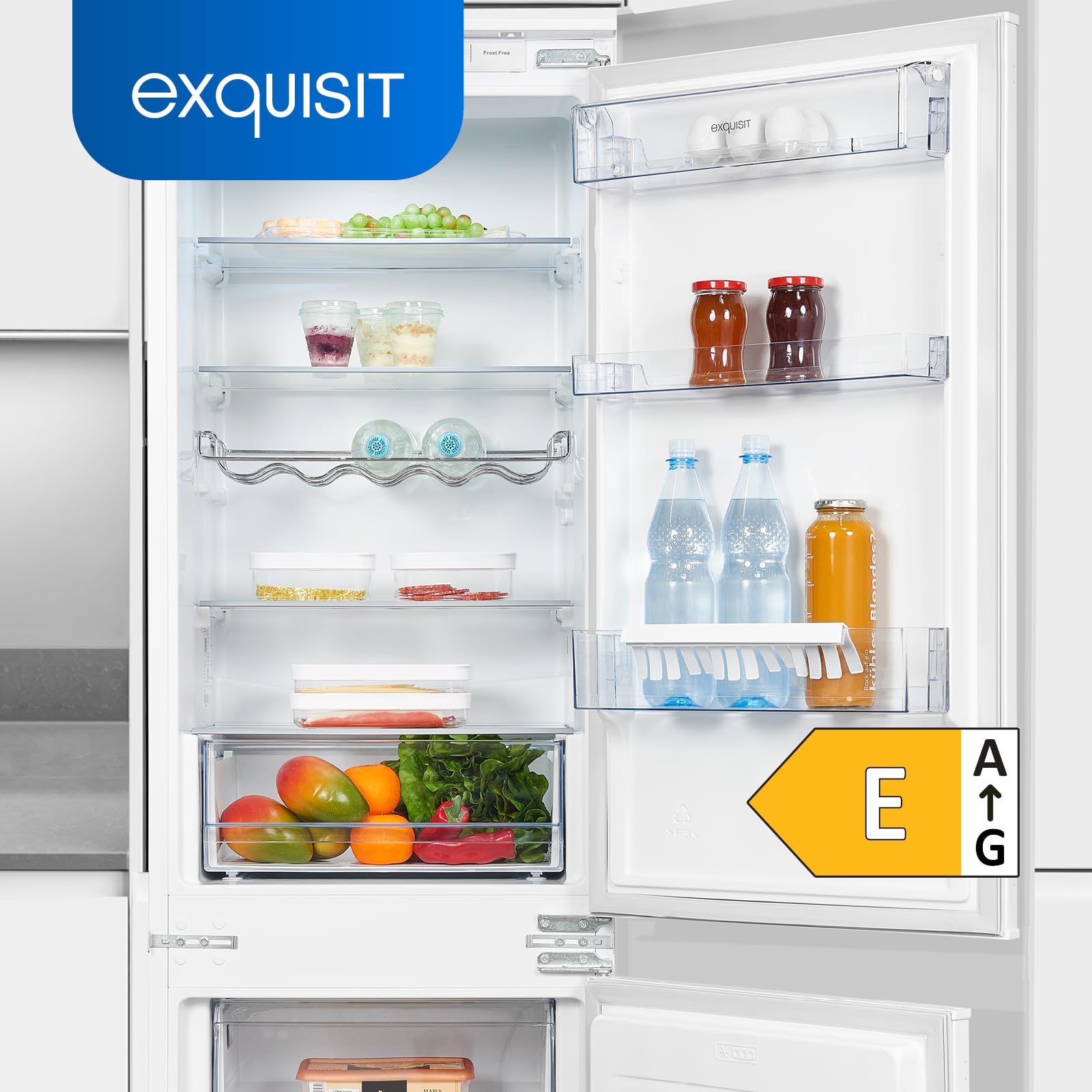 Exquisit Nevera y congelador empotrable NoFrost, 178 cm, 246 l