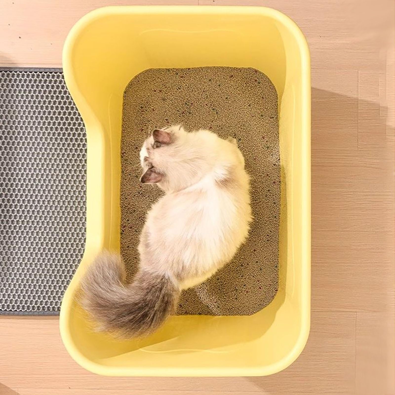 Bandejas esquineras para arena para gatos, caja de arena de lado alto, bandeja de arena superior abierta para excavadores activos y casas de varios gatos, fácil de limpiar