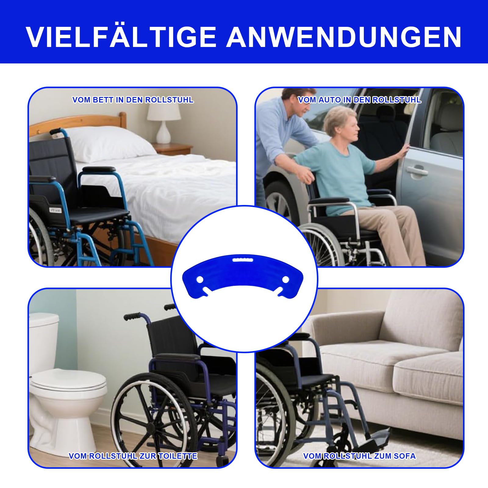 Profi Transferbrett für Rollstuhlfahrer & Senioren, Robustes Rutschbrett aus ABS mit Tragegriff & Rutschfester Unterseite, Medizinische Gleithilfe zum Umsetzen für Pflegebett, Auto & Rollstuhl
