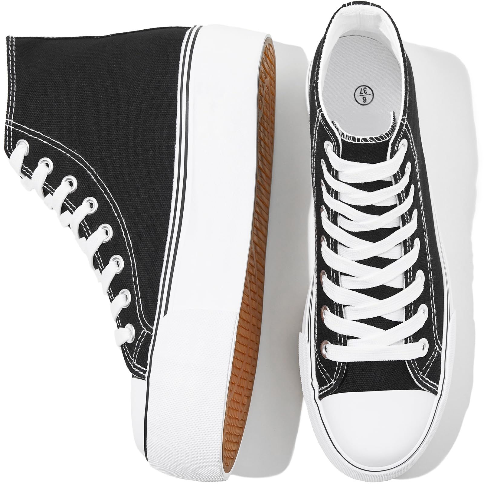 Womens White Platform Sneakers High Top Canvas Shoes