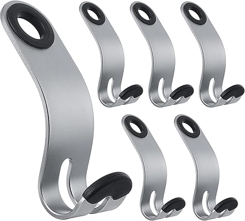 Threan 6 ganchos para el asiento trasero del vehículo, gancho fuerte para el reposacabezas del asiento del automóvil, bolsas de mano, colgador para