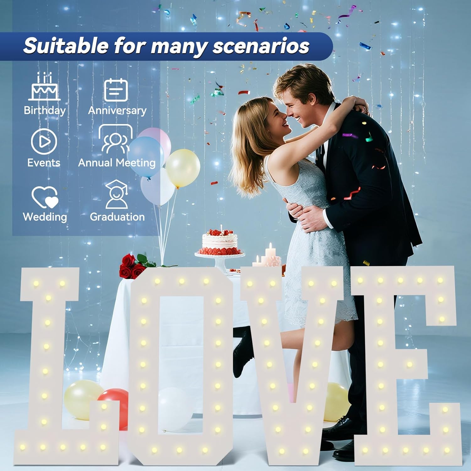 4FT Marquee Light Up Letters, Marquee Letters M, Pre-Cut Foam Board Set Can Be Used for Birthday Party Grad Prom Party Decoration Wedding Event Baby Shower - Image 6