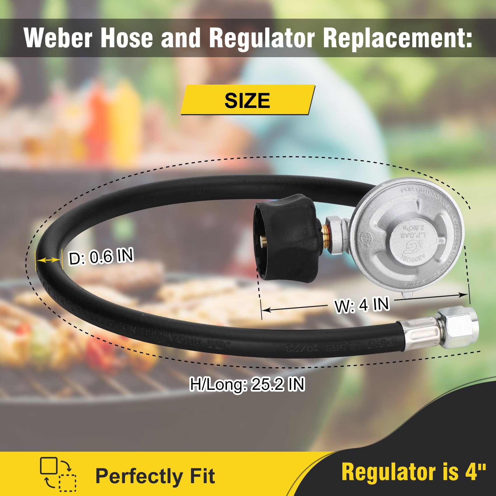 Feikeer Weber zestaw węża i regulatora do grilla gazowego Weber Genesis i Summit
