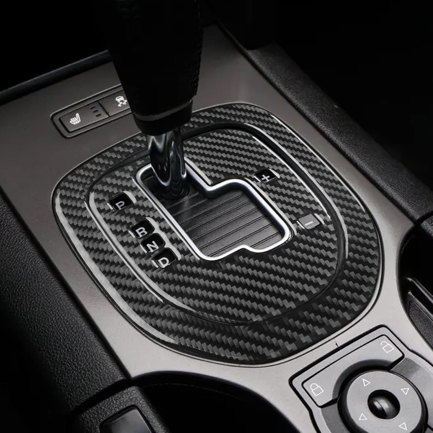 2pcs Car Auto Gear Shift Panel Sticker Kit Real Carbon Fiber Interior Decor Compatible with Pontiac G8 2008 2009 Accessories Trim Decal Black