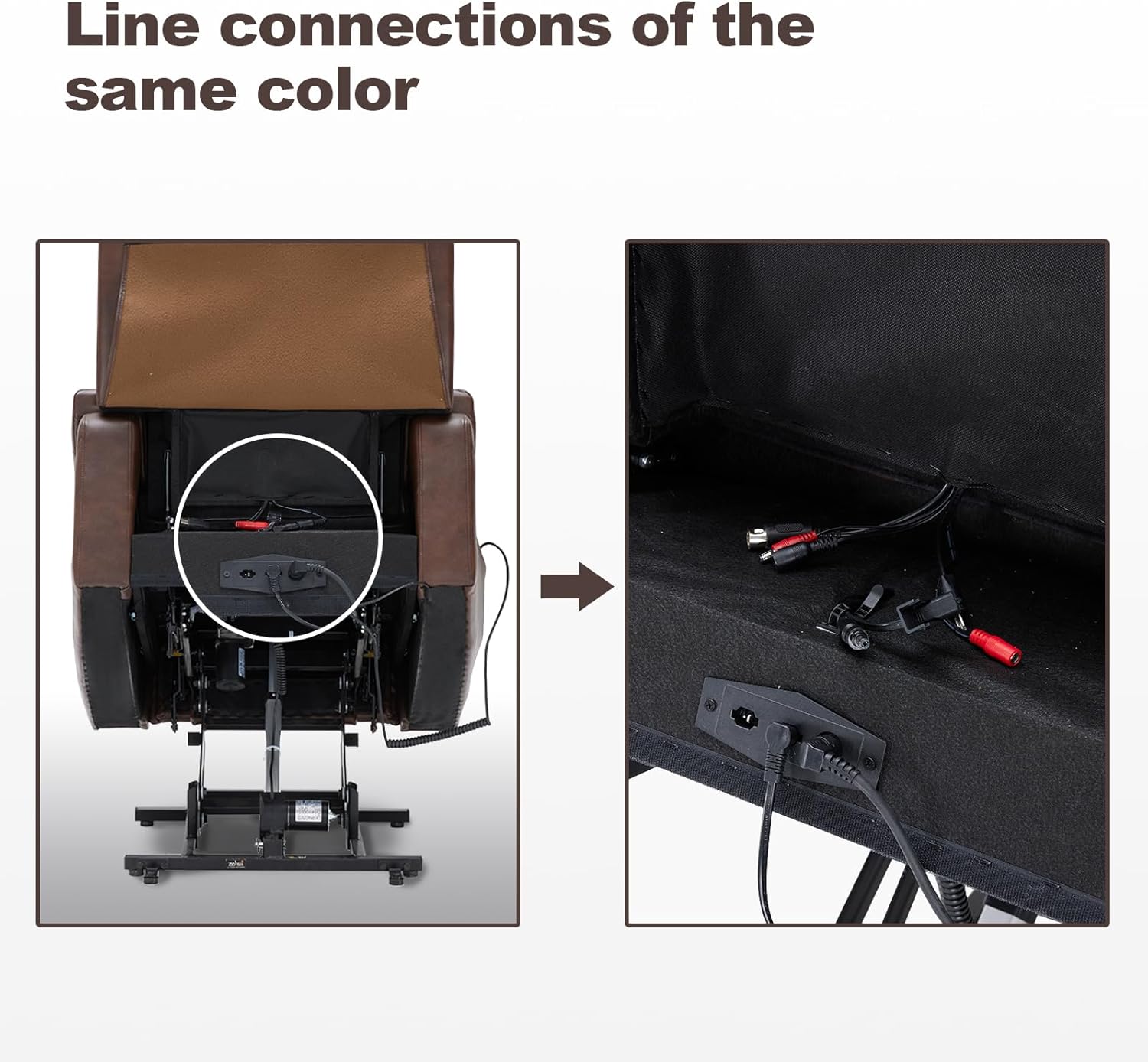Eiayeebil Power Lift Chair with Adjustable Lumbar Support, Lay Flat Recliner Chair for Elderly, Three Motor Breathable Leather Recliner, Lift Chair Massage & Heating, USB Ports, Cup Holders Brown