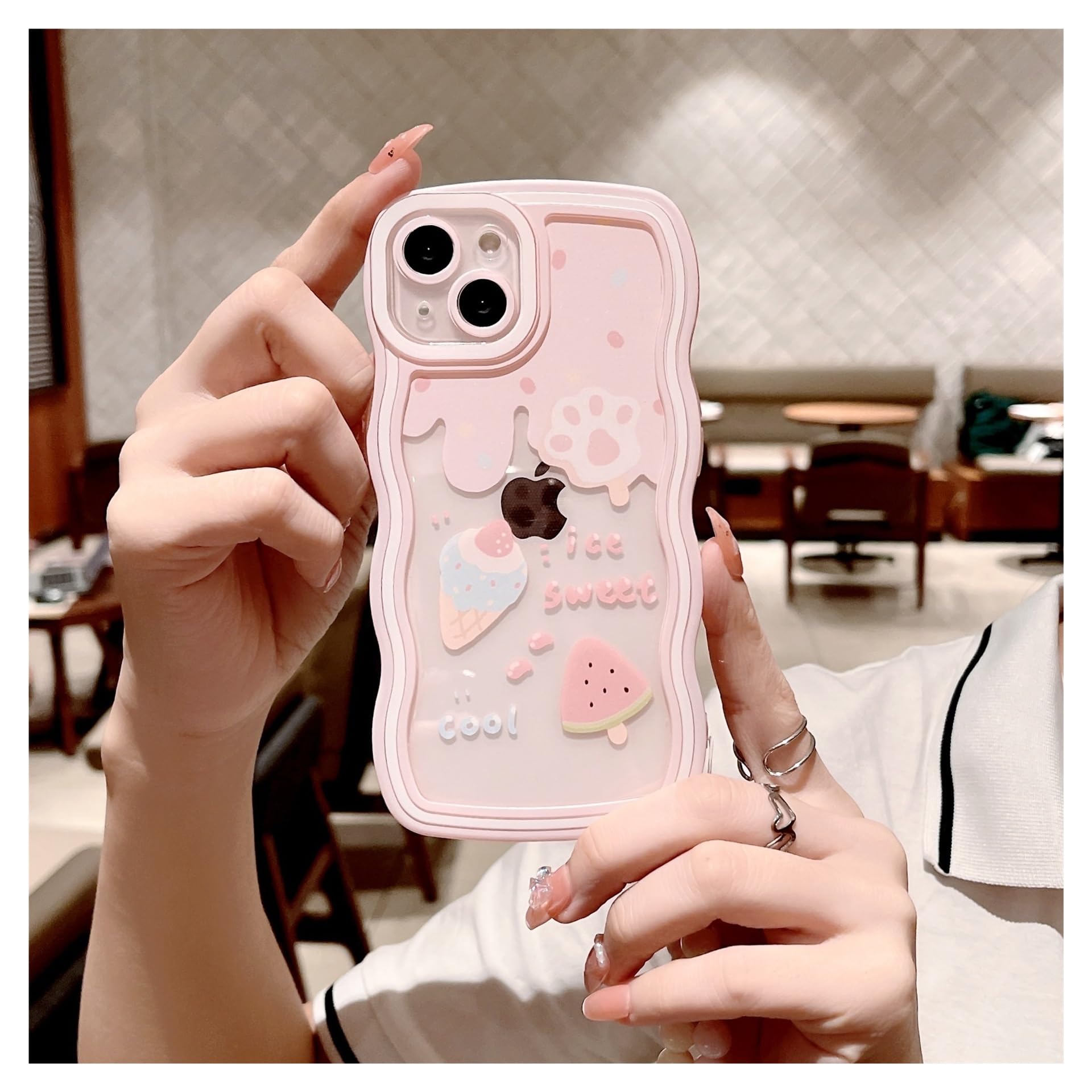 Cute Pink Ice Cream Phone Case for iPhone 14 ProMax 13 12 Pro Max