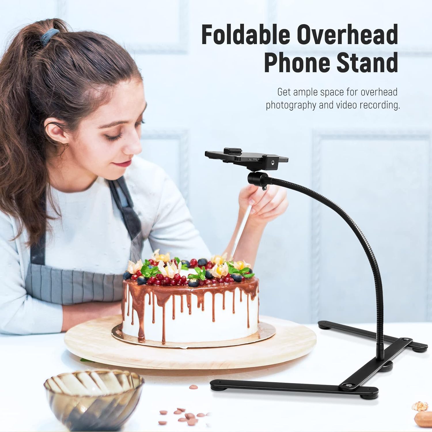 Buy NEEWER Overhead Desktop Phone Stand, Flexible Gooseneck Tabletop Stand with Phone Holder