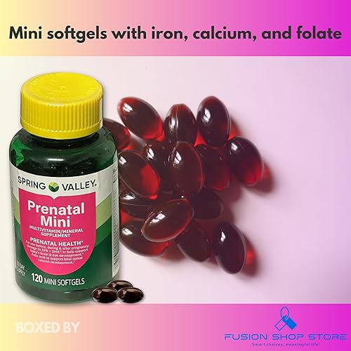 Miniatura 2 de Vitaminas prenatales para mujer, 120 mini cápsulas blandas multivitamínicas/multiminerales (paquete de 1), en caja por Fusion Shop Store