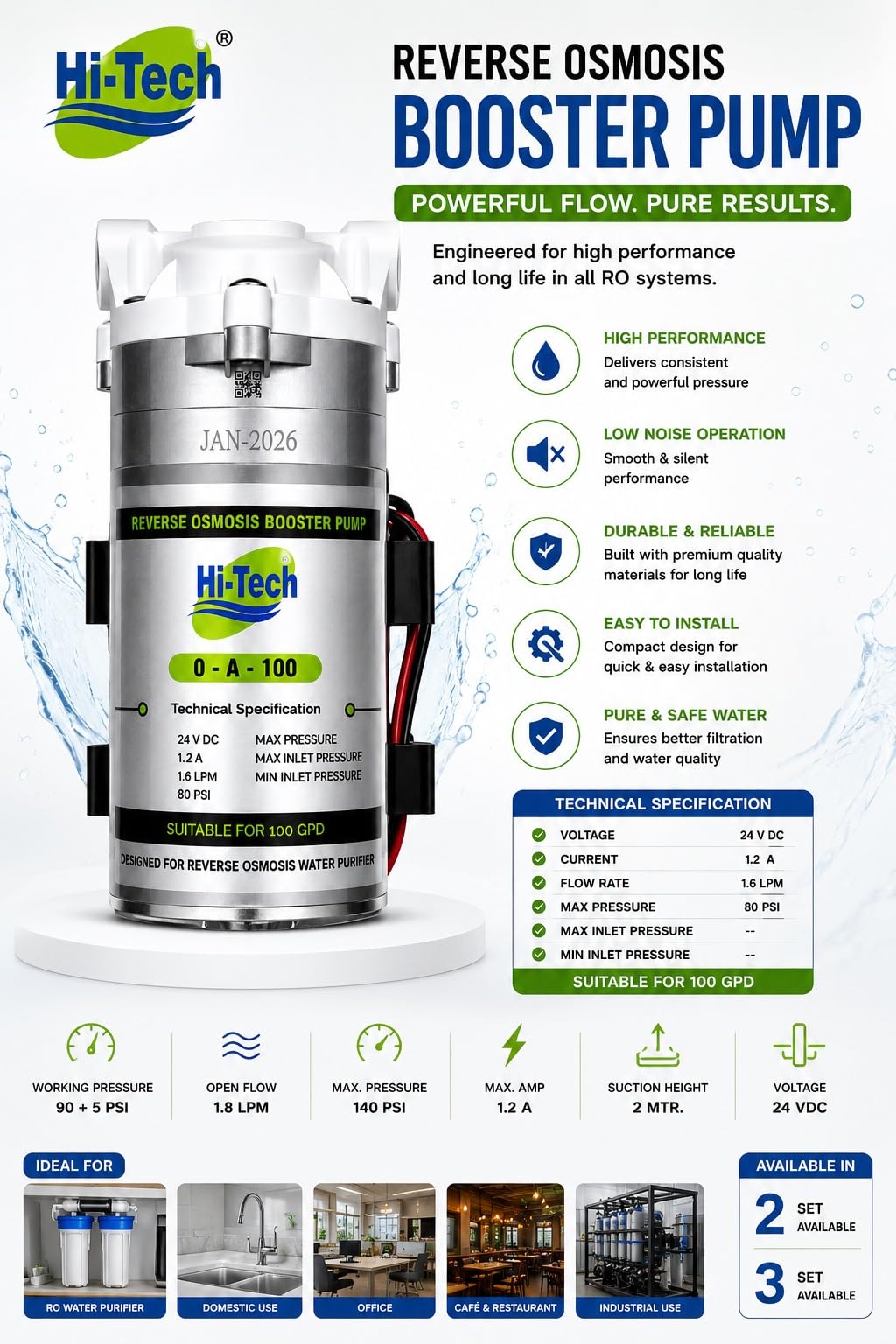 Hi-Tech RO Booster Pump - Boost Water Pressure -2