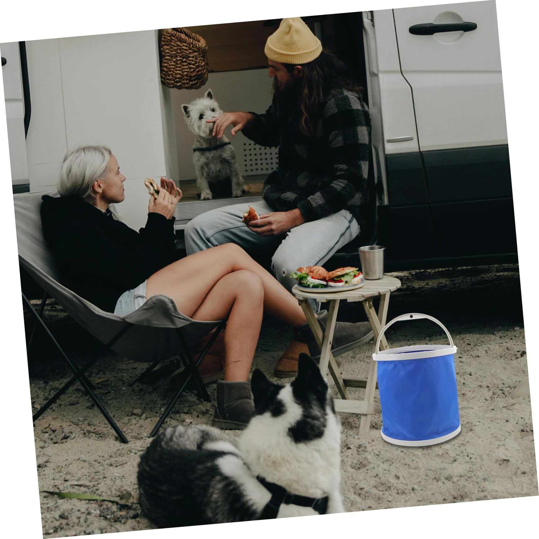 BESPORTBLE Foldable Water Bucket Handle Portable Car Washing and Fishing Water Holder for Camping Outdoor Activities and Emergency Use