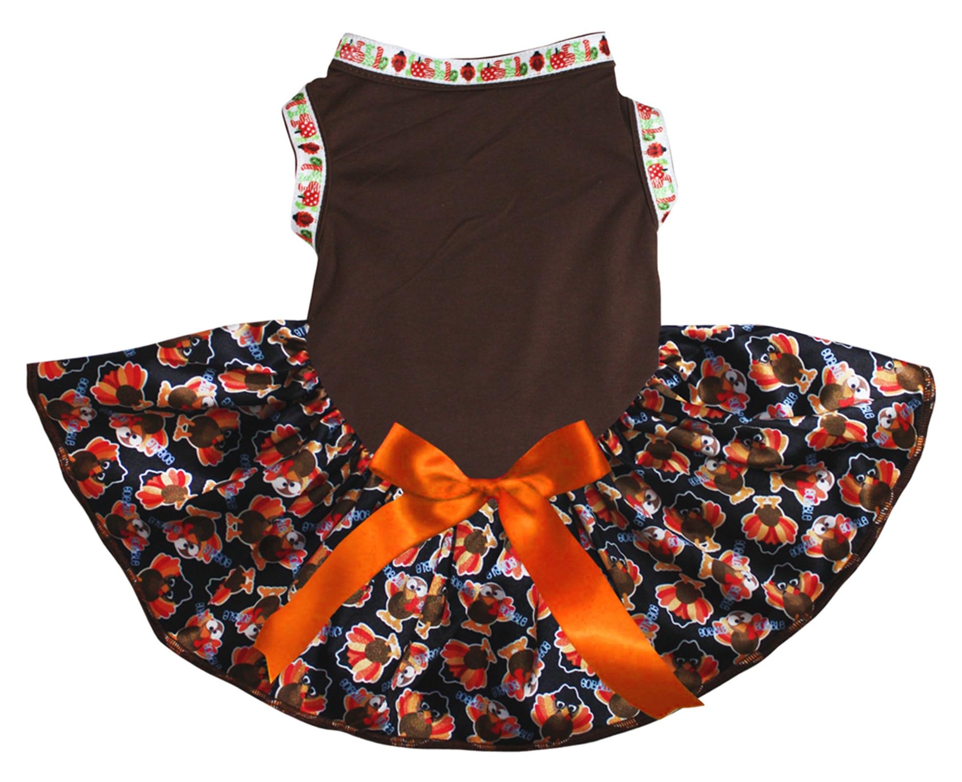 Robe Thanksgiving pour chien marron XL avec imprimé bébés dindes ludique