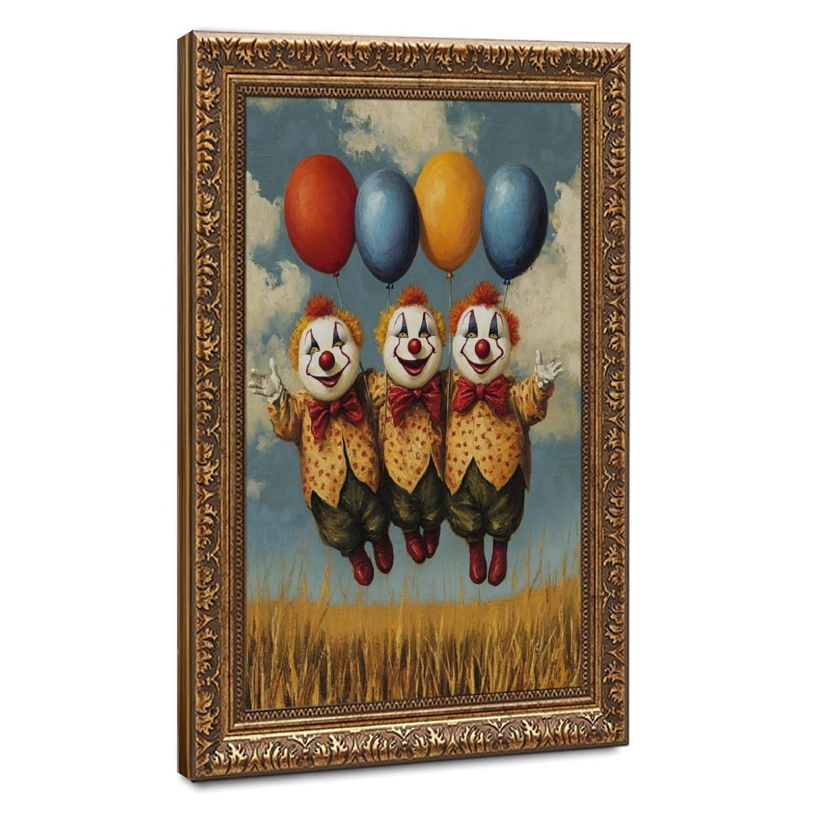 LXWNZE Playful Clowns Circus Art, Juggling Clown Canvas Poster Bedroom Decor Landscape Office Room Decor Gift 12" L X 18" W