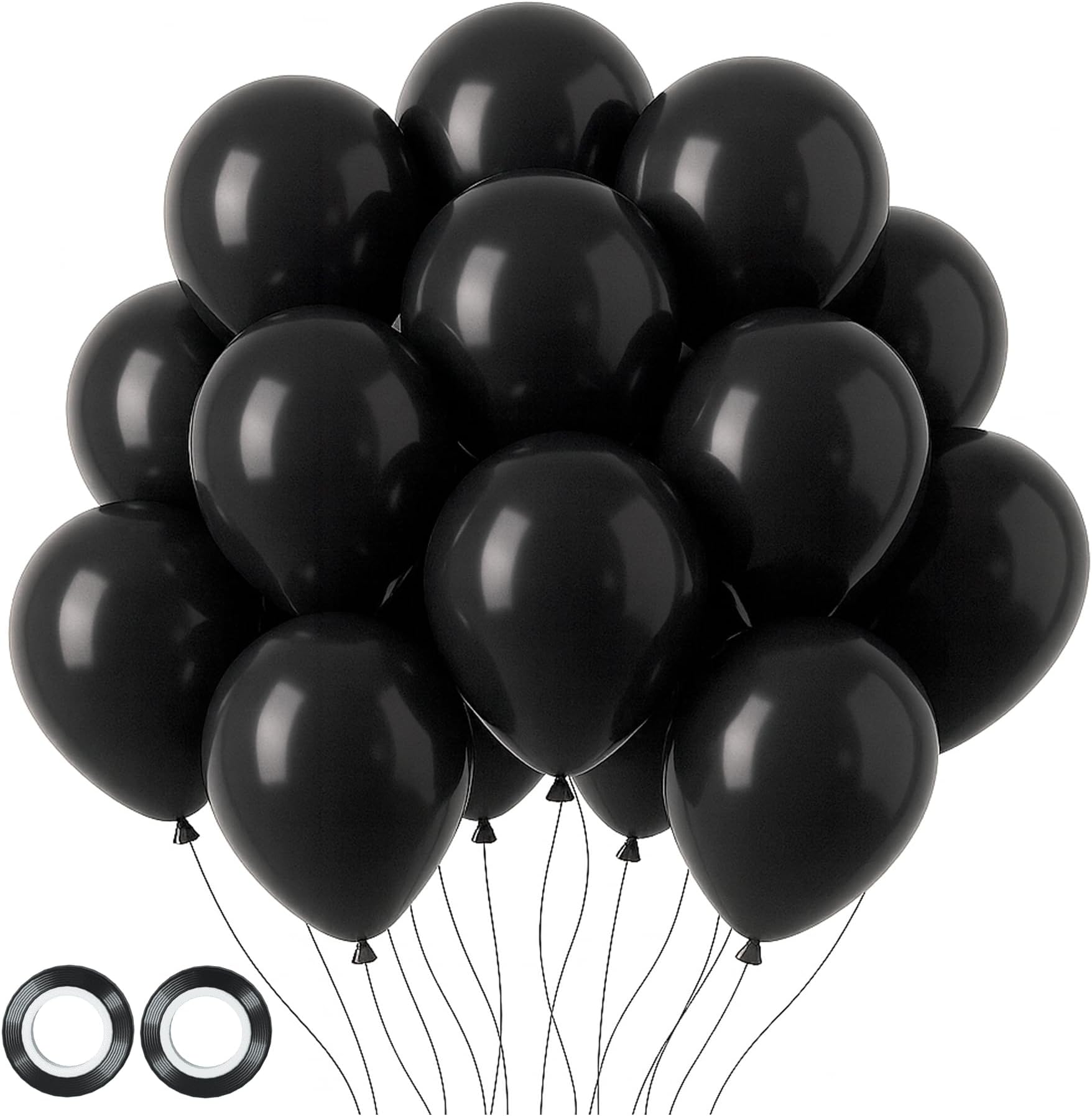 Voircoloria 105pcs Black Party Latex Balloons, 12inch