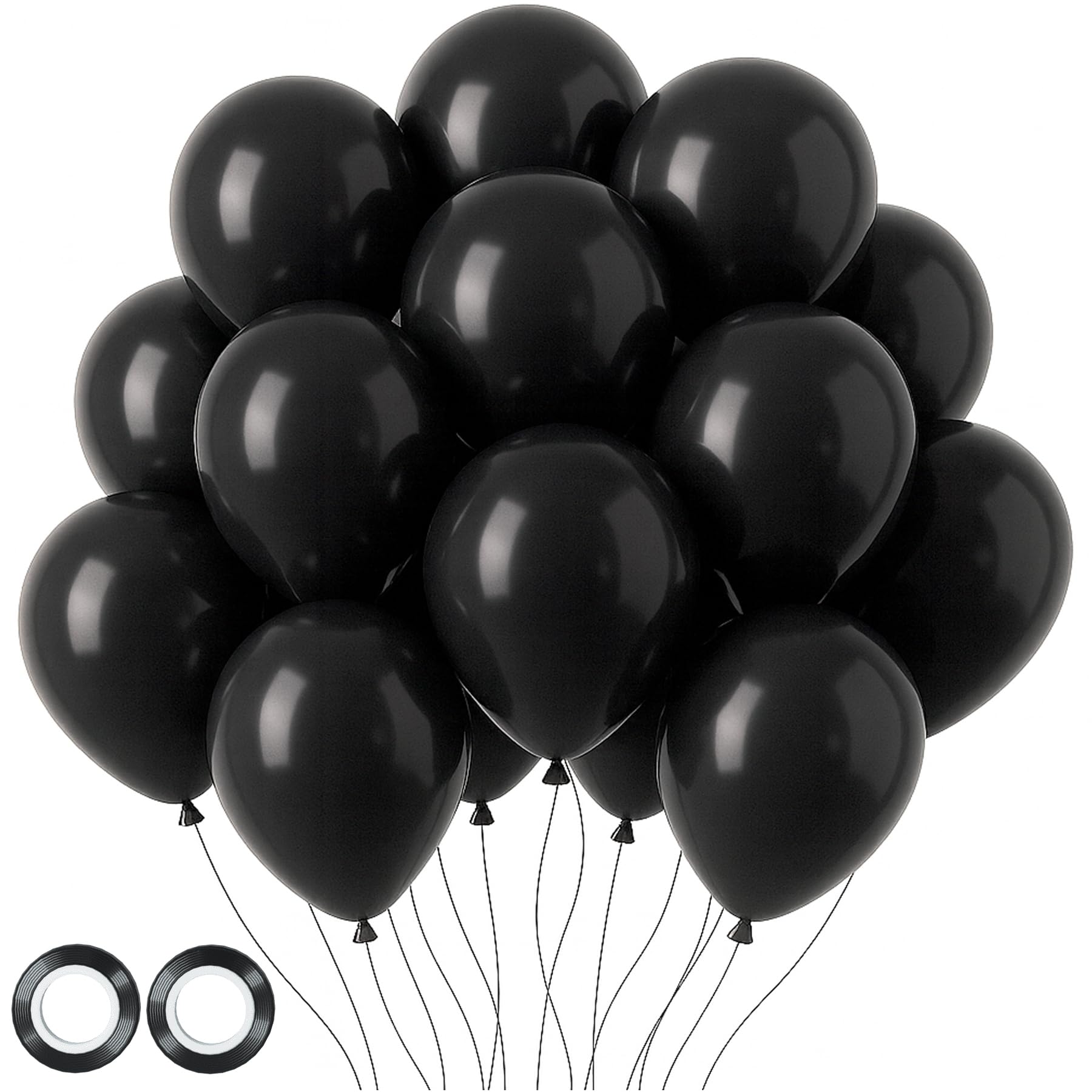 Voircoloria 105pcs Black Party Latex Balloons, 12inch