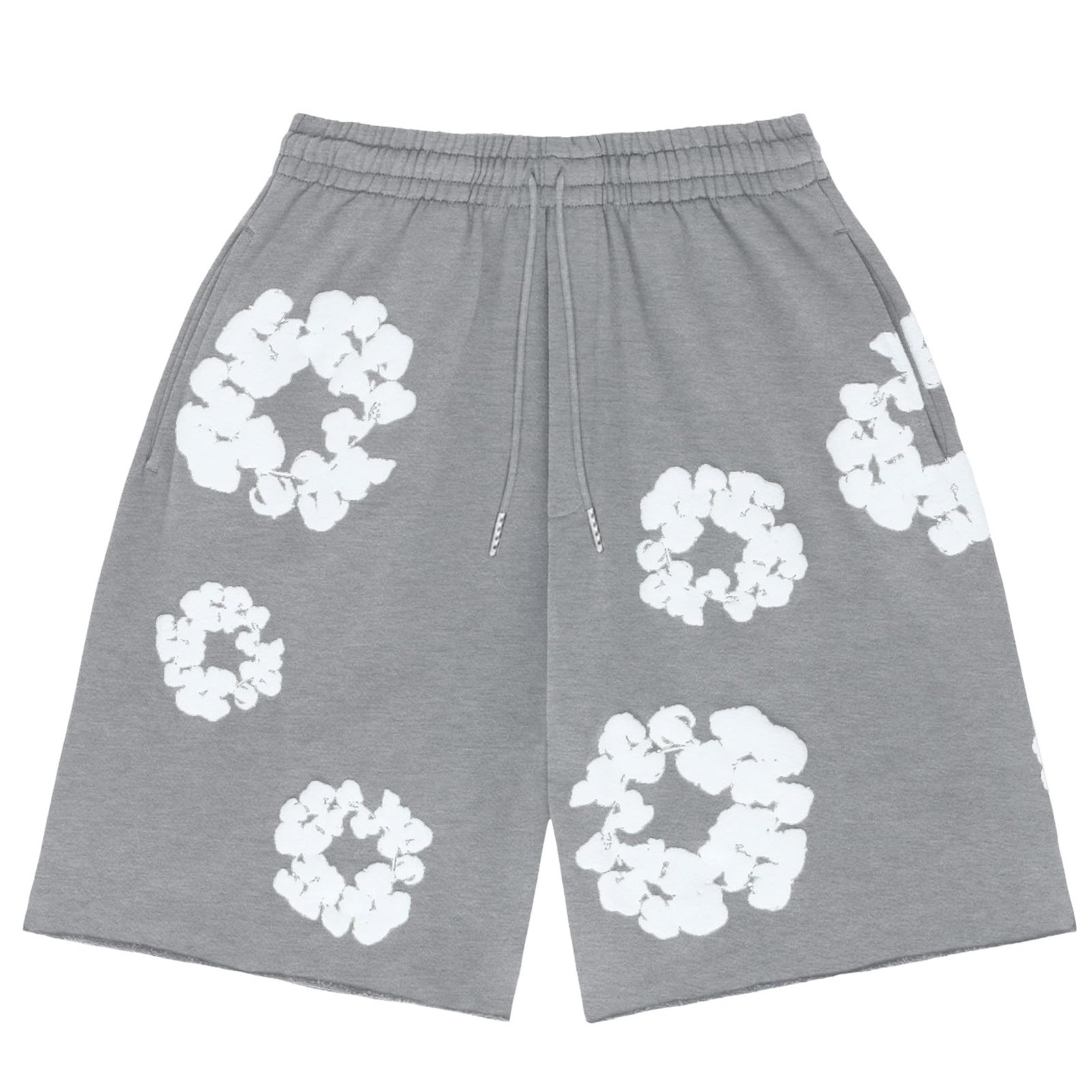 Kurze Hosen Herren Shorts Sommer Sportshorts Baumwolle Blumen Freizeit Hose Herren Kurz Laufhose Leicht Y2K Hip Hop Strandshorts mit Tasche