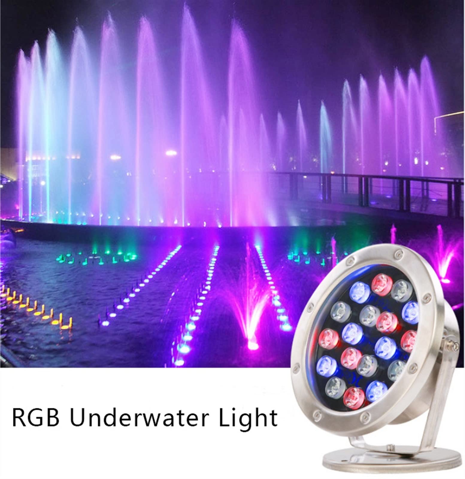 Luz para Piscina DIRIGIÓ Luz submarina 3W 6W 9W 12W 18W 24W 36W RGB Lámpara de noche al aire libre jardín IP68 Paisaje de fiesta de piscina sumergible DC 12V 24V Luces Sumergibles ( Color : Blauw , Si