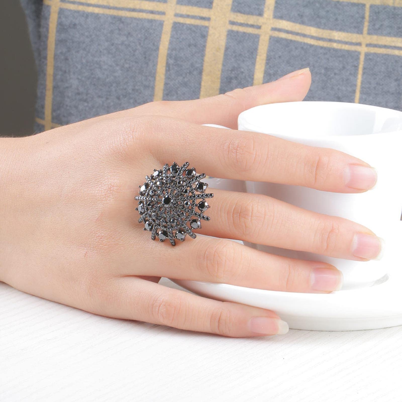 Anillos De Plata De Ley 925 Auténtica, Piedras Preciosas Naturales, Anillos De Espinela Negra, Regalos Hipérboles De Fiesta para Mujer, Joyería Fina