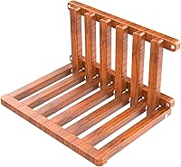 Walnut Wall Mounted Folding Shoe Stool & Shower Chair - 300lb Capacity, Space-Saving Bathroom Seat for Kids & Seniors