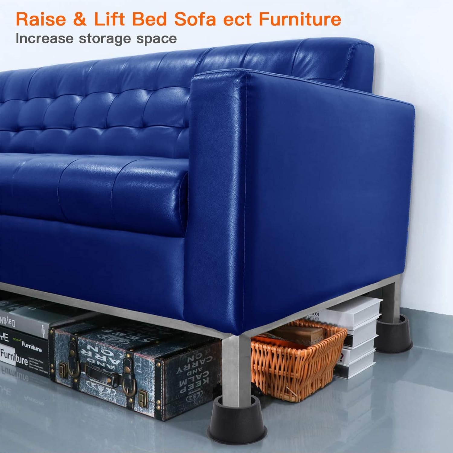 BTSD-home Adjustable Bed Risers 8 Pack Bed Raisers Blocks Lifts 2,3 or 4 Inch Suitable for Couch, Tables, Desk and Sofa